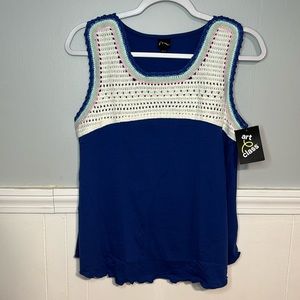 5 for $20! Art Class Blue Tank with crochet top Size XXL 18